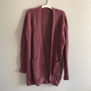 Mauve waffle knot cardigan